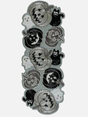 Christian Lacroix Halloween Beaded Pumpkin Ghost Cat Table Runner Centerpiece